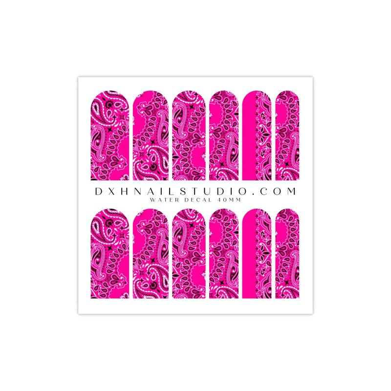 Hot Pink Bandana Nagel Abziehbilder - Paisley Wasser Transfer Nail Wraps Zubehör Maniküre Deco Art von DXHNAILCO