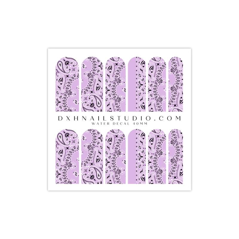 Lila Bandana Nail Decals - Wassertransfer Wraps Paisley Art Press On Acryl Gel X Nagel Zubehör von DXHNAILCO