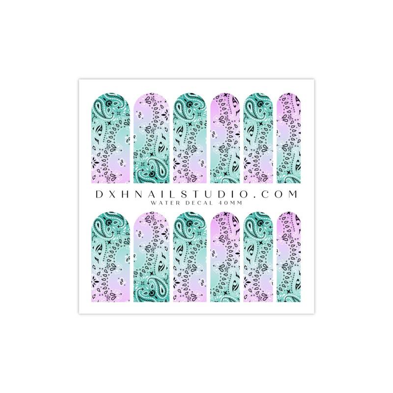 Neu Meerjungfrau Classic Bandana 3xl Nail Wraps - Decals Paisley Art Water Transfer Sticker von DXHNAILCO