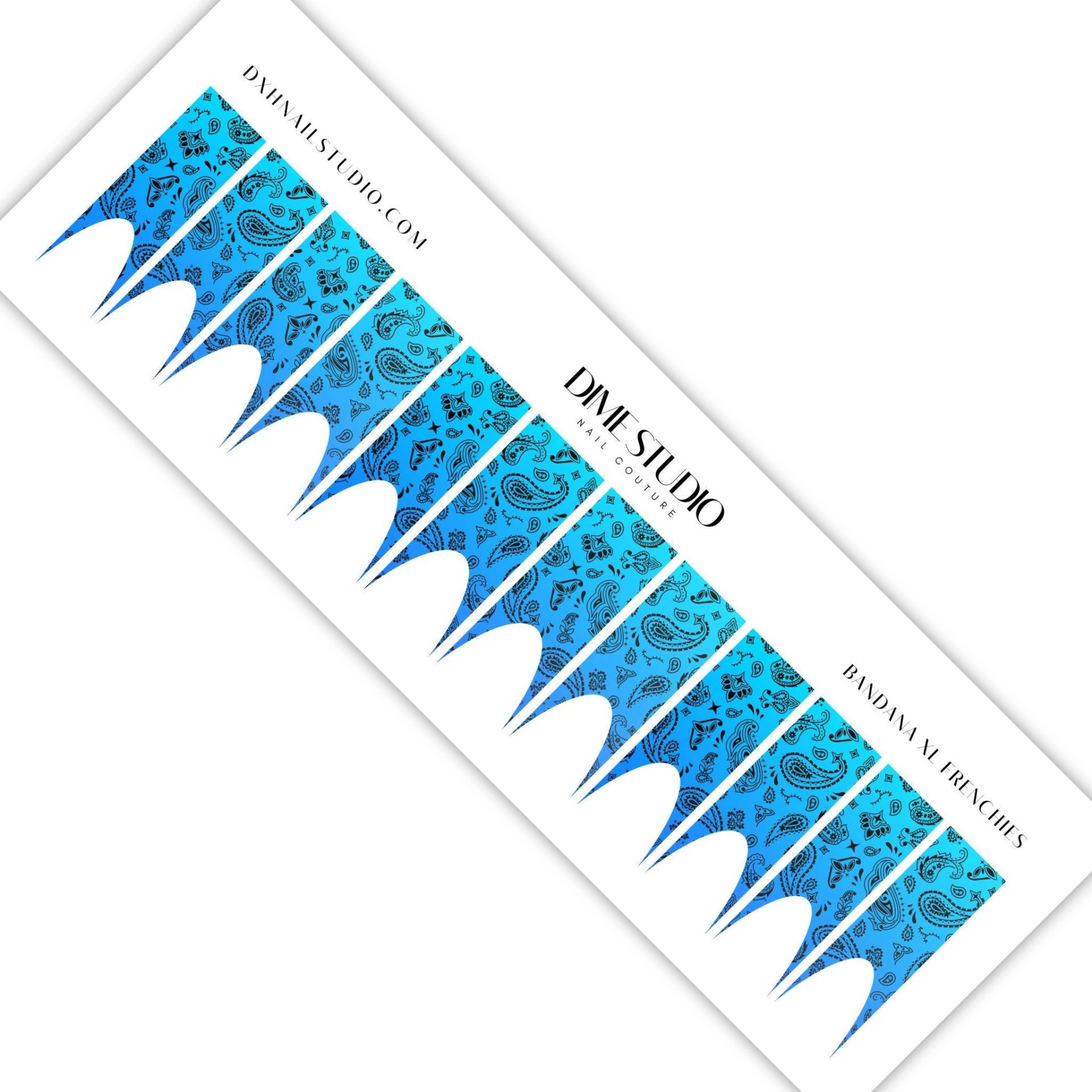 Ozean Blau Ombre Paisley Nagel Aufkleber - Xl Frenchies Bandana Nail Art Für Xxl Nagelverlängerungen Nagelzubehör von DXHNAILCO