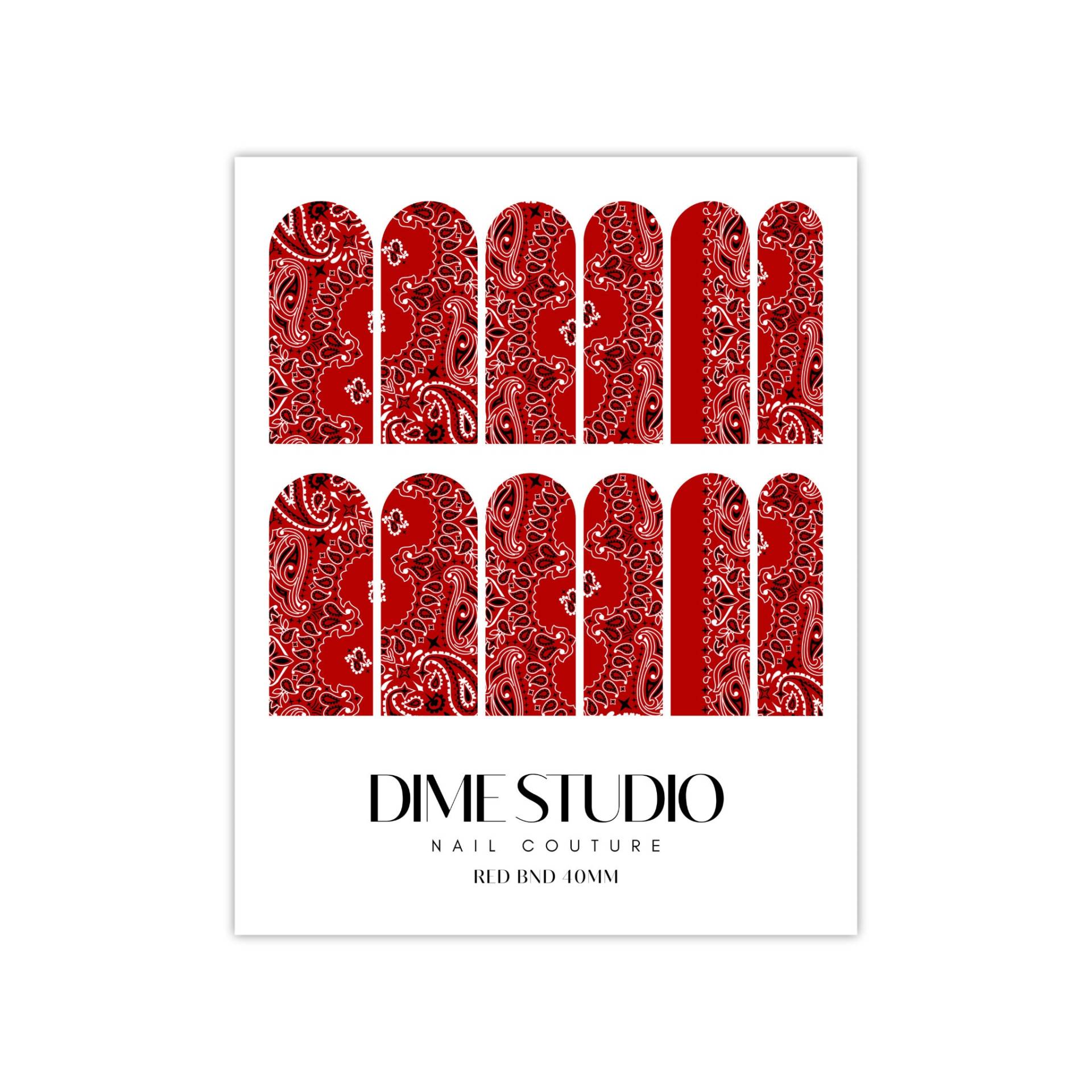 Rote Bandana Nagel Aufkleber - Wasserschiebefolie Xl Nail Wraps Paisley Nagelkunst von DXHNAILCO