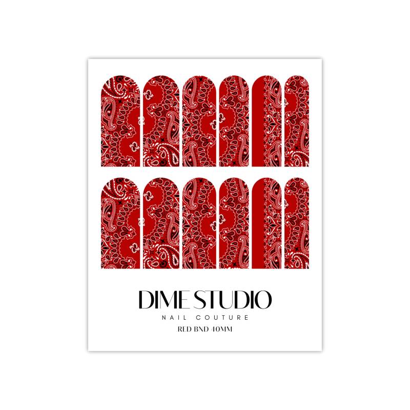 Rote Bandana Nagel Aufkleber - Wasserschiebefolie Xl Nail Wraps Paisley Nagelkunst von DXHNAILCO