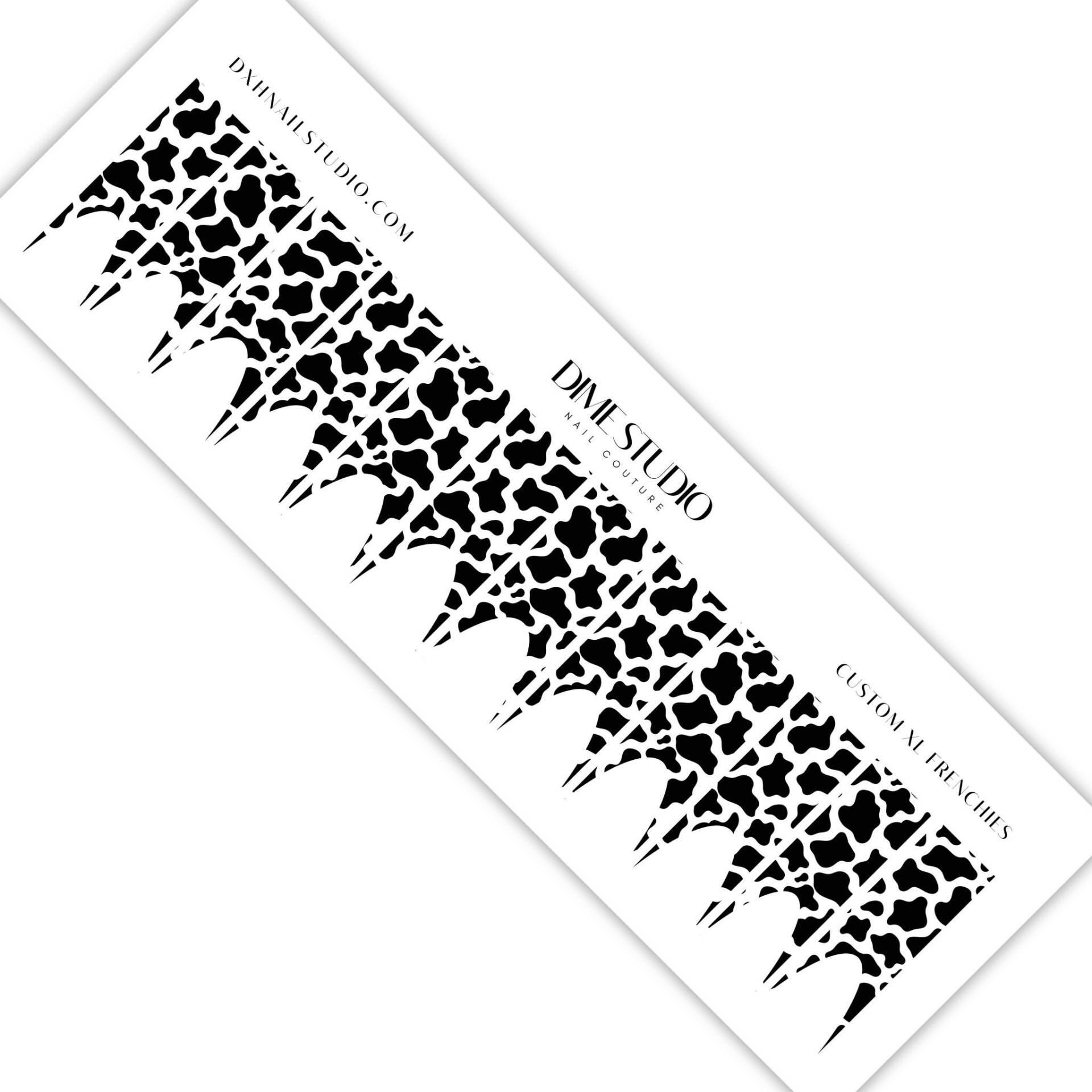 Schwarze Kuh Print Xl Frenchies - Klarer Wassertransfer French Tip Nail Wraps Maniküre Zubehör von DXHNAILCO