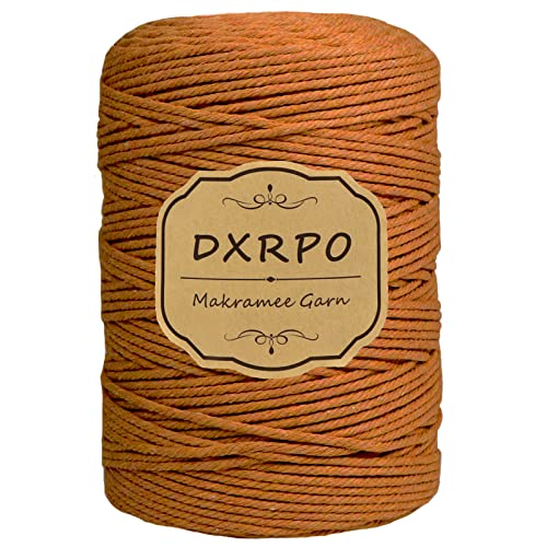 DXRPO Makramee Garn 3 mm x 300 m, Natürliches Makramee, Baumwollgarn Macrame Cord, Baumwollkordel Wird Verwendet Wandbehang, Makramee Blumenampel, DIY Handwerk Pflanze Aufhänger Boho Deko(Dunkelbraun) von DXRPO