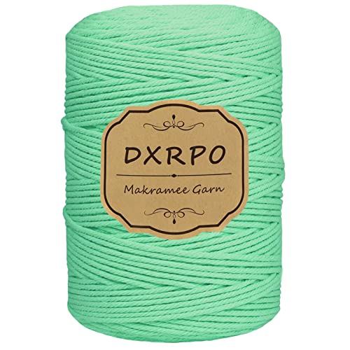 DXRPO Makramee Garn 3 mm x 300 m, Natürliches Makramee, Baumwollgarn Macrame Cord, Baumwollkordel Wird Verwendet Wandbehang, Makramee Blumenampel, DIY Handwerk Pflanze Aufhänger Boho Deko(Hellgrün) von DXRPO