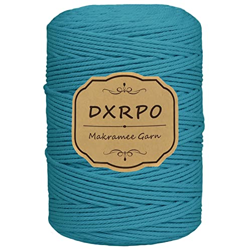 DXRPO Makramee Garn 3 mm x 300 m, Natürliches Makramee, Baumwollgarn Macrame Cord, Baumwollkordel Wird Verwendet Wandbehang, Makramee Blumenampel, DIY Handwerk Pflanze Aufhänger Boho Deko(Blau) von DXRPO