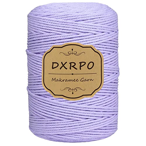 DXRPO Makramee Garn 3 mm x 300 m, Natürliches Makramee, Baumwollgarn Macrame Cord, Baumwollkordel Wird Verwendet Wandbehang, Makramee Blumenampel, DIY Handwerk Pflanze Aufhänger Boho Deko(Violett) von DXRPO