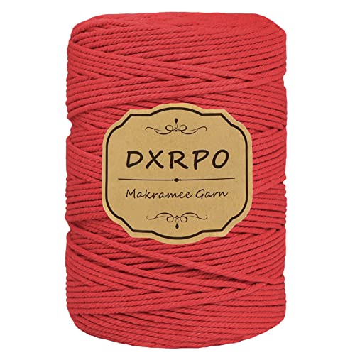 DXRPO Makramee Garn 3 mm x 300 m, Natürliches Makramee, Baumwollgarn Macrame Cord, Baumwollkordel Wird Verwendet Wandbehang, Makramee Blumenampel, DIY Handwerk Pflanze Aufhänger Boho Deko,Rot von DXRPO