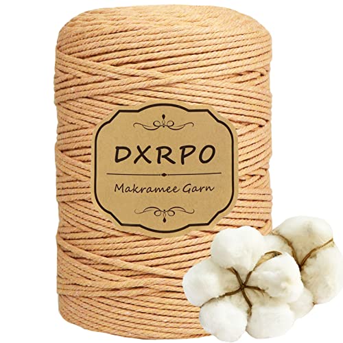 DXRPO Makramee Garn 3mmx300m, Baumwollgarn Makramee, Macrame Cord für DIY Makramee Wandbehang, Makramee Blumenampel, Weihnachten Deko, Geschenke für Gute Freunde, Pflanze Aufhänger Boho Deko,Braun von DXRPO