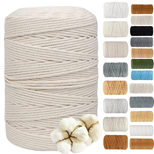 DXRPO Makramee Garn 3mmx300m, Makramee Garn, Macrame Cord für DIY Makramee Wandbehang, Makramee Blumenampel,Geschenke für Gute Freunde, Pflanze Aufhänger Boho Deko,Natürliche von DXRPO