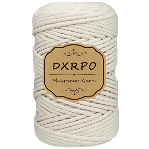 DXRPO Makramee Garn 5 mm x 100 m, Natürliches Makramee, Baumwollgarn Macrame Cord, Baumwollkordel Wird Verwendet Wandbehang, Makramee Blumenampel, DIY Handwerk Pflanze Aufhänger Boho Deko,Beige von DXRPO