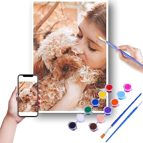 DXWZKNB Personalised Painting by Numbers Own Picture for Adults，Personalised Paint by Numbers Adults Own Photo，Gifts for Painting Sets for Pets and Portraits 40cm*50cm Rahmenlos von DXWZKNB