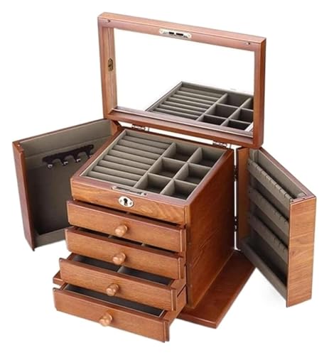 DXYOYONGOZ Schmuckkasten, Schmuckschatulle, Schmuckkästchen, 5-lagige Schmuck-Organizer-Box, Schmuck-Display-Box mit Schloss for Ohrringe, Ringe, Halsketten, Armbänder von DXYOYONGOZ