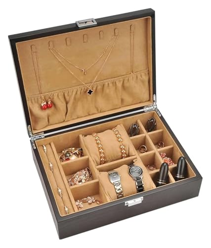 DXYOYONGOZ Schmuckkasten, Schmuckschatulle, Schmuckkästchen, Holz-Samt-Schmuck-Organizer, Schmuck-Aufbewahrungsbox, Schmuck-Display mit großem Fassungsvermögen von DXYOYONGOZ