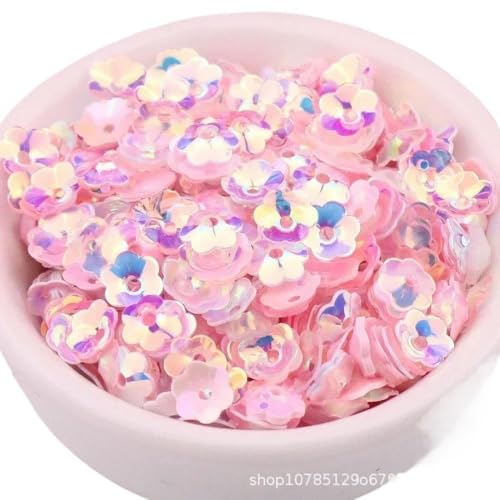 DXZXDJIU Große Pailletten, Pailletten, 10 gr/Paket 6mm 8mm Konkave Pflaume Blume Pailletten Dekoration Handwerk Pailletten DIY Ornament Nähen Lentejuelas Zubehör(No. 22 Mixed pink,8mm 400pcs) von DXZXDJIU