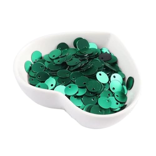 DXZXDJIU Große Pailletten, Pailletten, 6 mm, 8 mm, 10 mm, Matte Pailletten for DIY-Stoff, PVC, mattpolierte Pailletten, Pailletten, Nähzubehör mit 1 Seitenloch(Matte Dark Green,8mm 400Pcs) von DXZXDJIU