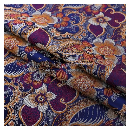 DXZXDJIU Jacquard-Brokatstoff – glattes Satin-Bezugsmaterial for die Schneiderei, 100 x 75 cm, roter chinesischer Kostümstoff im Retro-Stil(Blue) von DXZXDJIU