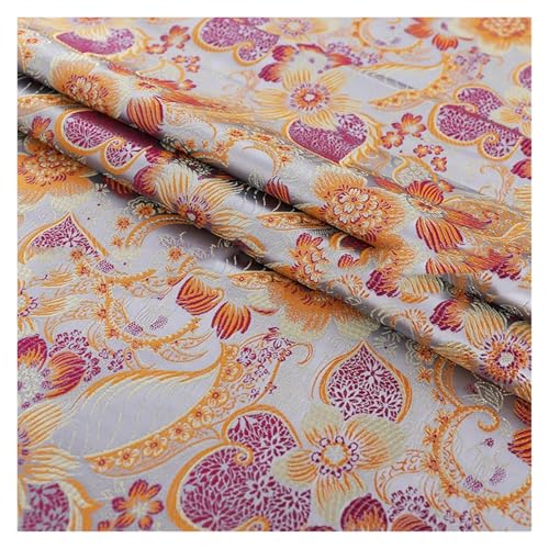 DXZXDJIU Jacquard-Brokatstoff – glattes Satin-Bezugsmaterial for die Schneiderei, 100 x 75 cm, roter chinesischer Kostümstoff im Retro-Stil(Grey) von DXZXDJIU