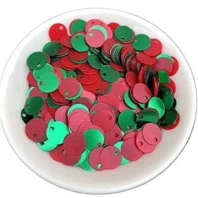 Große Pailletten, Pailletten, 1 Packung, verschiedene Größen, 6 mm, 8 mm, 10 mm, flache runde Pailletten, matt glitzernde PVC-Pailletten, Pailletten for Damen, Bekleidungszubehör(Matte Red D Green,8mm von DXZXDJIU