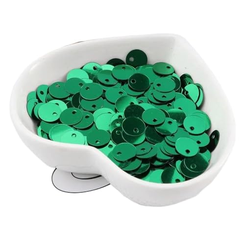 Große Pailletten, Pailletten, 10 g (1000 Stück) 6 mm flache, runde Pailletten, Pailletten, Nähen, Hochzeit, Basteln, PVC-Pailletten-Konfetti for Bekleidungszubehör mit 1 Seitenloch(Dark Green) von DXZXDJIU