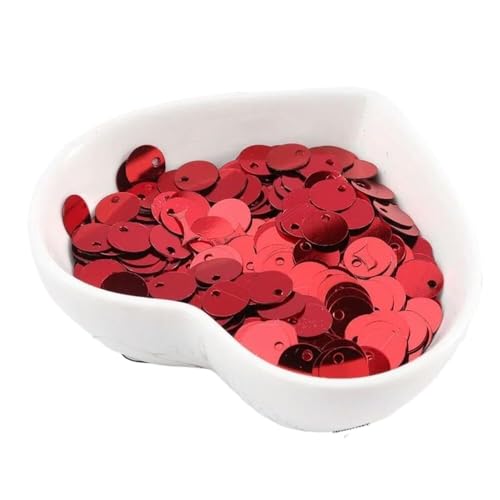 Große Pailletten, Pailletten, 10 g (1000 Stück) 6 mm flache, runde Pailletten, Pailletten, Nähen, Hochzeit, Basteln, PVC-Pailletten-Konfetti for Bekleidungszubehör mit 1 Seitenloch(Red) von DXZXDJIU