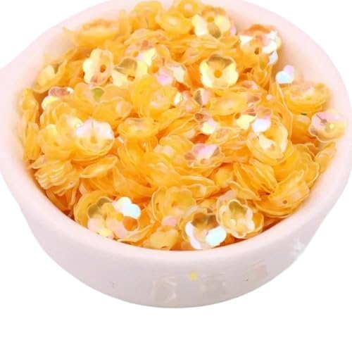 Große Pailletten, Pailletten, 10 gr/paket 6mm 8mm Konkave Pflaume Blume Pailletten Dekoration Handwerk Pailletten DIY Ornament Nähen Lentejuelas Zubehör(No. 19 oily yellow,6mm 550pcs) von DXZXDJIU