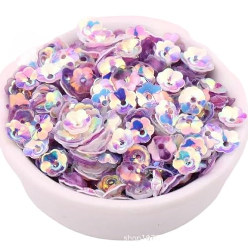 Große Pailletten, Pailletten, 10 gr/paket 6mm 8mm Konkave Pflaume Blume Pailletten Dekoration Handwerk Pailletten DIY Ornament Nähen Lentejuelas Zubehör(No. 24 mixed purple,6mm 550pcs) von DXZXDJIU