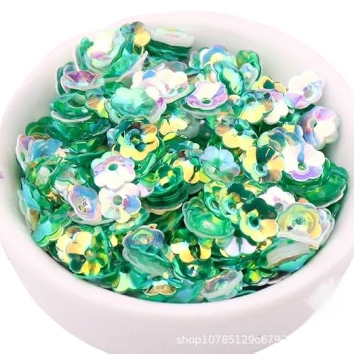 Große Pailletten, Pailletten, 10 gr/paket 6mm 8mm Konkave Pflaume Blume Pailletten Dekoration Handwerk Pailletten DIY Ornament Nähen Lentejuelas Zubehör(No. 26 mixed green,6mm 550pcs) von DXZXDJIU