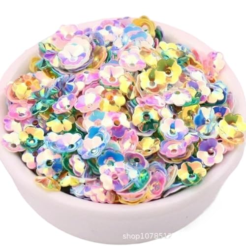 Große Pailletten, Pailletten, 10 gr/paket 6mm 8mm Konkave Pflaume Blume Pailletten Dekoration Handwerk Pailletten DIY Ornament Nähen Lentejuelas Zubehör(No. 27,6mm 550pcs) von DXZXDJIU