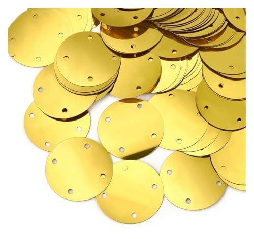 Große Pailletten, Pailletten, 4 Löcher Silber Pailletten Basteln 50g Flache große runde Pailletten Kleidungsstück Handtasche Zubehör DIY Gold Schwarze Flocken 20/25/35mm(C 35MM) von DXZXDJIU