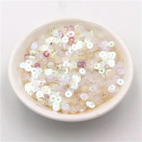 Große Pailletten, Pailletten, 5g/4mm Runde Pailletten Basteln Glitzer Costura Nähen Handwerk Dekoration Konfetti DIY Lentejuela Brillos Pailletten Zubehör(Transparent AB) von DXZXDJIU