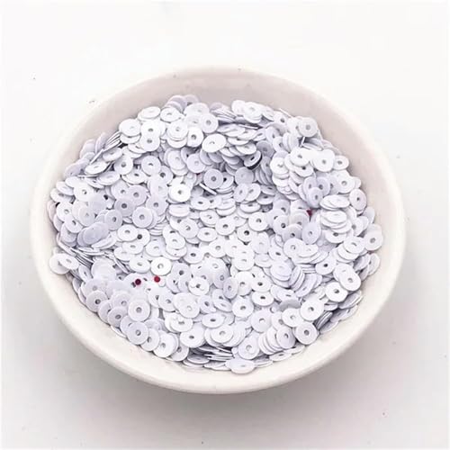 Große Pailletten, Pailletten, 5g/4mm Runde Pailletten Basteln Glitzer Costura Nähen Handwerk Dekoration Konfetti DIY Lentejuela Brillos Pailletten Zubehör(White) von DXZXDJIU