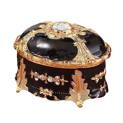 Vintage-Schmuckkästchen,Antike Schmuckkästchen, Vintage Metall Schmuckschatulle Ring Schmuckkästchen Schmuck Armband Perlenetui Geschenk Aufbewahrungsbox Aufbewahrung Kosmetikkorb Geschenk(Black) von DXZXDJIU