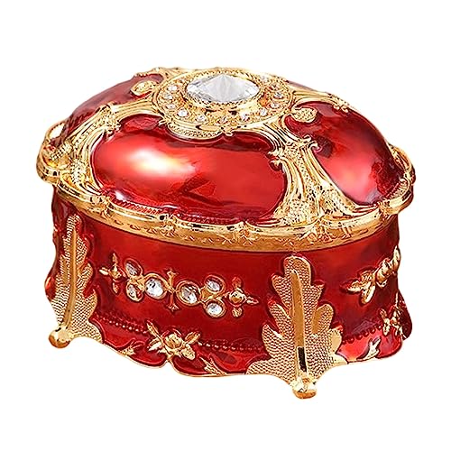 Vintage-Schmuckkästchen,Antike Schmuckkästchen, Vintage Metall Schmuckschatulle Ring Schmuckkästchen Schmuck Armband Perlenetui Geschenk Aufbewahrungsbox Aufbewahrung Kosmetikkorb Geschenk(Red) von DXZXDJIU