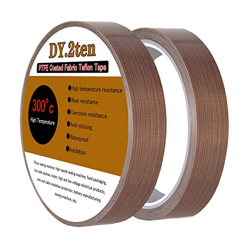 DY.2ten 2 Rollen Telfon band, PTFE Klebeband, 1,3 cm x 10 m, Hochtemperaturband, Schweißdichtband, Trocknung mechanischer Förderband, Teflonband für Vakuumiergerät von DY.2ten