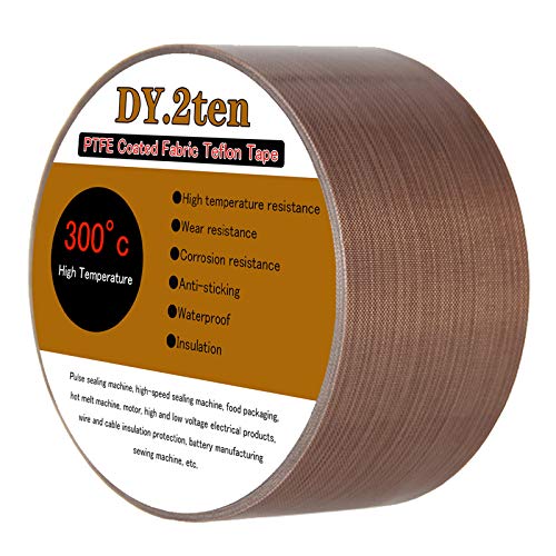 DY.2ten Telfon band PTFE Klebeband, 5 cm x 10 m, Hochtemperaturband, Schweißdichtband, Trocknung mechanischer Förderband, Teflonband für Vakuumiergerät von DY.2ten