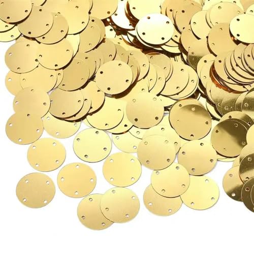 DYETEE 4 Löcher Silber Gold Pailletten zum Basteln Flache große runde Pailletten Kleidungsstück Handtasche Zubehör DIY Flocken 20mm/25mm/35mm von DYETEE