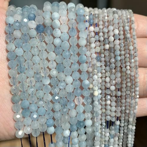 DYETEE Blaue kleine Steinperlen 2mm 3mm 4mm Facettierter Saphir Lapislazuli Chalcedon Runde lose Spacer Perlen DIY Armband Schmuckherstellung von DYETEE