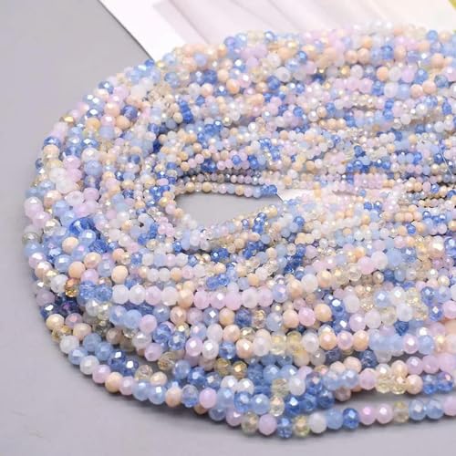 DYETEE Gemischte Farben, 2 mm, 3 mm, 4 mm, Kristall-Rondell-Perlen, facettierte Glasperlen, lose Distanzperlen für Schmuckherstellung, DIY, weibliches Armband von DYETEE