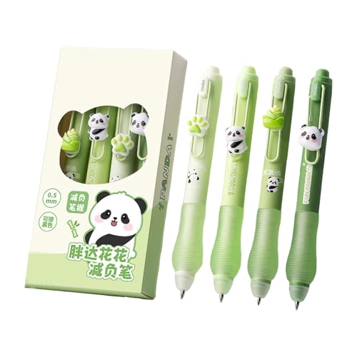 DYKeWei Radierbarer Kugelschreiber-Set mit 4 Tierstiften, Panda-Eistorte am Ende zum Entfernen von Tinte, Durchmesser 0,5, radierbarer Kugelschreiber (10 ml) Weiser Malen (Light Green, C) von DYKeWei