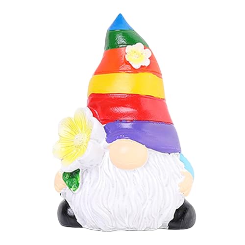 Regenbogen Gesichtslosen Puppe Harz Dekorieren Herz Regenbogen Weiß Bart Wohnkultur Schreibtisch Briefablage Schwarz (A, One Size) von DYKeWei