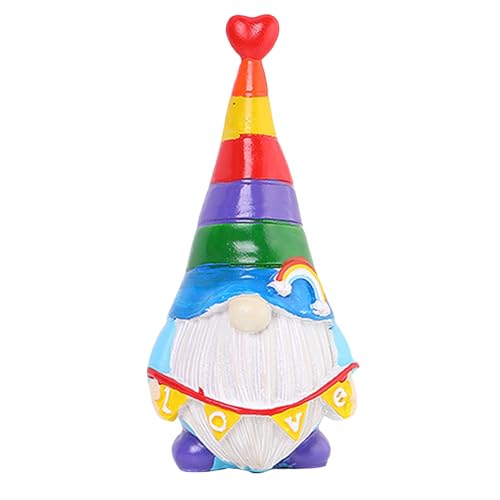 Regenbogen Gesichtslosen Puppe Harz Dekorieren Herz Regenbogen Weiß Bart Wohnkultur Schreibtisch Briefablage Schwarz (B, One Size) von DYKeWei