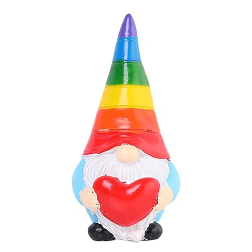 Regenbogen Gesichtslosen Puppe Harz Dekorieren Herz Regenbogen Weiß Bart Wohnkultur Schreibtisch Briefablage Schwarz (C, One Size) von DYKeWei