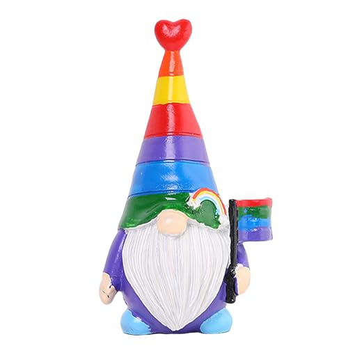 Regenbogen Gesichtslosen Puppe Harz Dekorieren Herz Regenbogen Weiß Bart Wohnkultur Schreibtisch Briefablage Schwarz (D, One Size) von DYKeWei