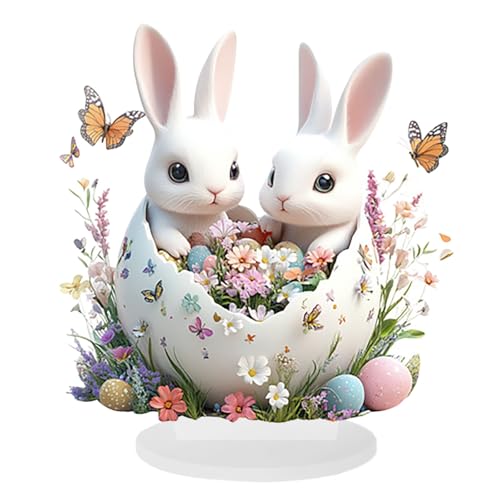 Schreibtisch Zubehör Tumblr Blau Easter Desk Decorations Crystal Easter Egg Bunny Table Sign Acrylic Flat Ornaments For Home Party (Deutsche Übersetzung) Abfalleimer Badezimmer (E, A) von DYKeWei