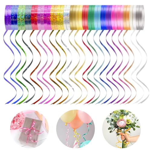 44 Rollen Ringelband Geschenkband Set, 5MM X 10M Geschenkverpackung Florist Luftballon Schleifen Deko, Bunten Farben Curling Ribbon Ballon Schnur Rolle Kit, Geschenkbänder für Geburtstag Luftballons von DYMHQ