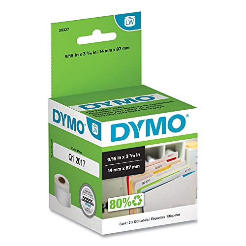 1-Up Ordner-Etiketten, 9,5 x 2,4 cm, Weiß, 260 Stück pro Box von DYMO