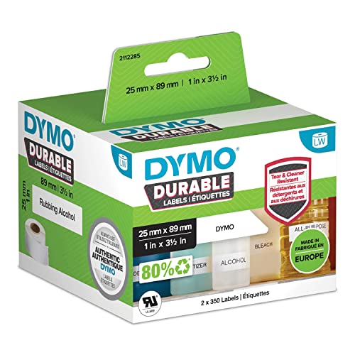 DYMO 2112285 Etiketten Rolle 89 x 25mm Polypropylen-Folie Weiß 700 St. Permanent Universal-Etikette von DYMO