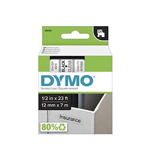 DYMO Authentische D1 Label l DYMO Etiketten für LabelManager, Colorpop und LabelWriter Duo-Etikettenhersteller, ideal für Organisation, Innen- und Außenbereich, 12 mm, schwarzer Druck auf von DYMO