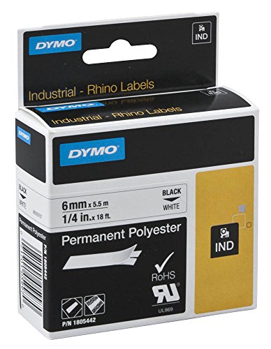 DYMO Beschriftungsband RHINO 1805442 / 6 mm / Druck schwarz / Band weiß / für DYMO Rhino 4200/5200/6000, ILP, RhinoPro 5000 von DYMO